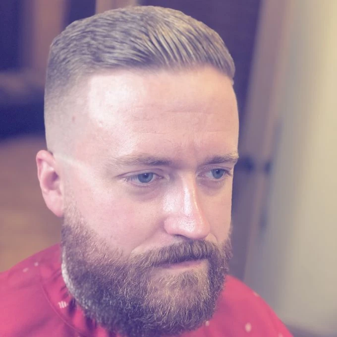 Styled haircut and full beard by The Premier Barber Studio